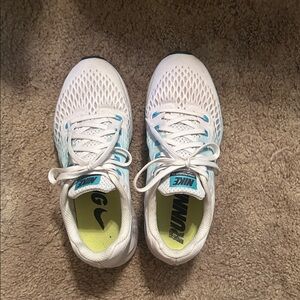 Nike White and Teal Running Shoes